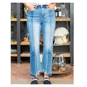 Flying Monkey High Rise Raw Hem Straight Leg Jeans Women's Size 30 Flare Mom